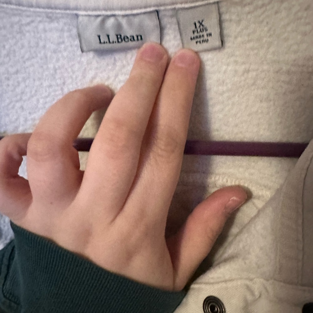 L.L.Bean Quilted Cream Pullover Quarter Zip XL - Picture 4 of 5